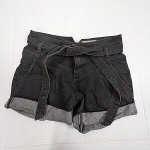 Free People Black Jean Shorts Rolled Belted Womens 25